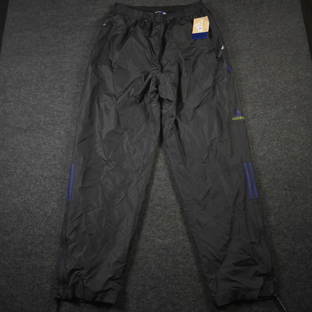 Vtg Adidas 90s Windbreaker Track Pants Black Lined Nylon Baggy Y2K NWT Men's XL